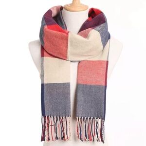 Winter cashmere Plaid Red Scarf for women and men